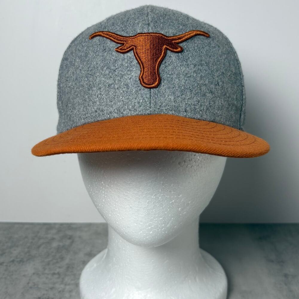 New Era Texas Longhorns Logo Two-Tone Gray Burnt Orange Flat Brim Fitted Cap